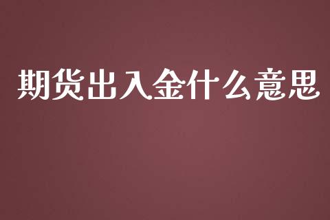 期货出入金什么意思_https://wap.qdlswl.com_理财投资_第1张