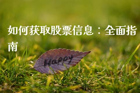 如何获取股票信息：全面指南_https://wap.qdlswl.com_理财投资_第1张