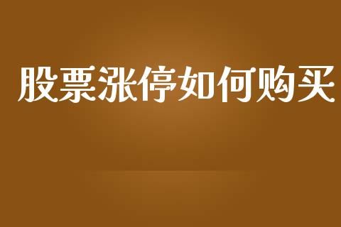 股票涨停如何购买_https://wap.qdlswl.com_理财投资_第1张