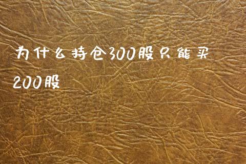 为什么持仓300股只能买200股_https://wap.qdlswl.com_全球经济_第1张