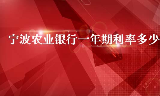 宁波农业银行一年期利率多少_https://wap.qdlswl.com_证券新闻_第1张