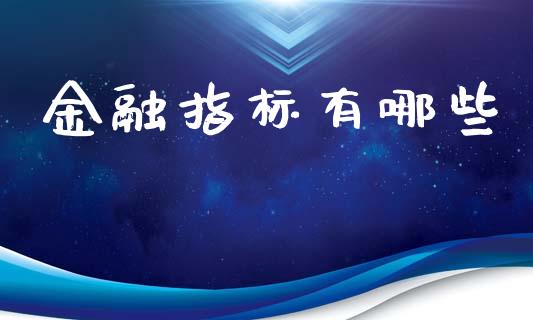 金融指标有哪些_https://wap.qdlswl.com_全球经济_第1张