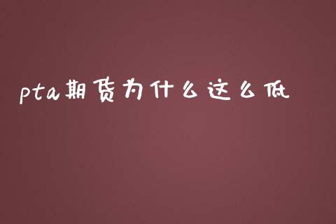 pta期货为什么这么低_https://wap.qdlswl.com_全球经济_第1张