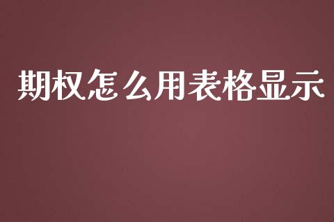 期权怎么用表格显示_https://wap.qdlswl.com_全球经济_第1张