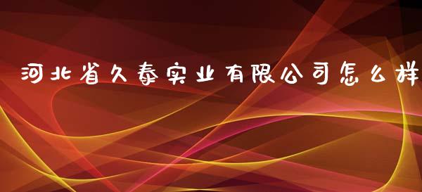 河北省久泰实业有限公司怎么样_https://wap.qdlswl.com_理财投资_第1张