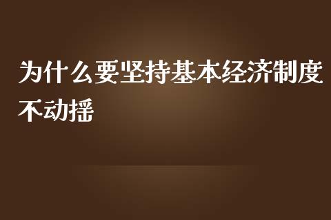 为什么要坚持基本经济制度不动摇_https://wap.qdlswl.com_全球经济_第1张