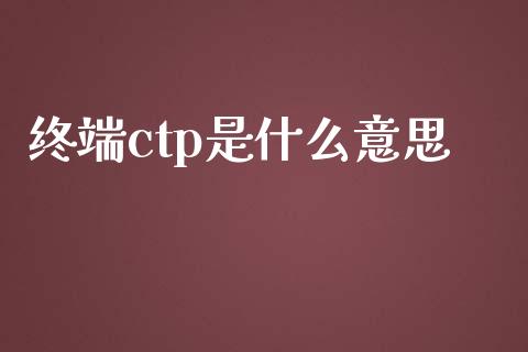 终端ctp是什么意思_https://wap.qdlswl.com_财经资讯_第1张