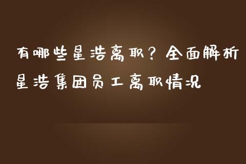 有哪些星浩离职？全面解析星浩集团员工离职情况_https://wap.qdlswl.com_财经资讯_第1张