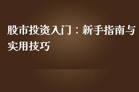 股市投资入门：新手指南与实用技巧_https://wap.qdlswl.com_全球经济_第1张