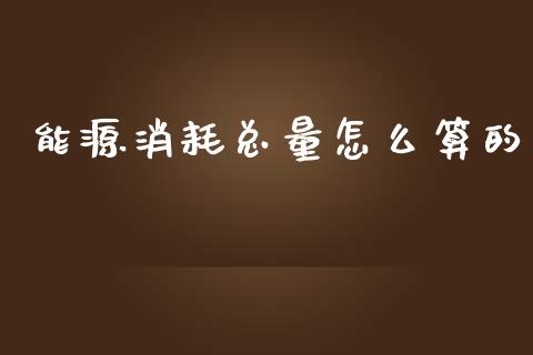 能源消耗总量怎么算的_https://wap.qdlswl.com_证券新闻_第1张