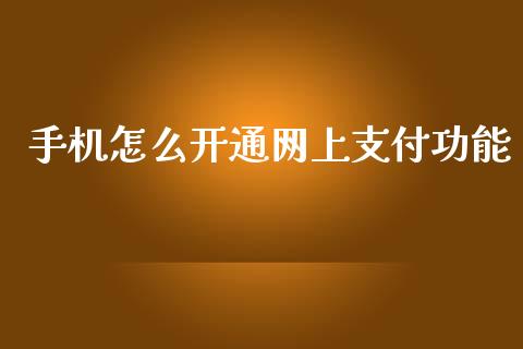 手机怎么开通网上支付功能_https://wap.qdlswl.com_证券新闻_第1张