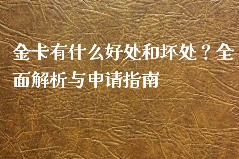 金卡有什么好处和坏处？全面解析与申请指南_https://wap.qdlswl.com_全球经济_第1张