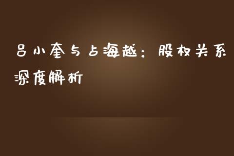吕小奎与占海越：股权关系深度解析_https://wap.qdlswl.com_证券新闻_第1张