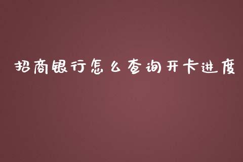 招商银行怎么查询开卡进度_https://wap.qdlswl.com_全球经济_第1张