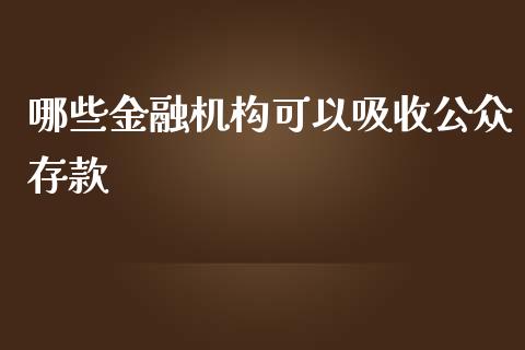 哪些金融机构可以吸收公众存款_https://wap.qdlswl.com_财经资讯_第1张