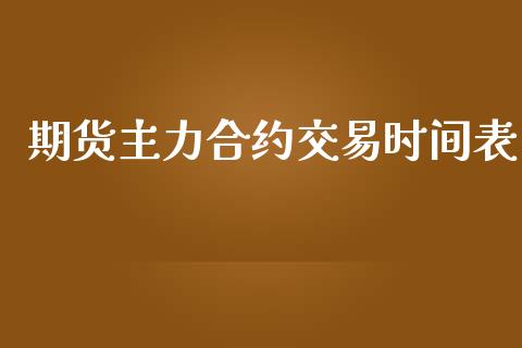 期货主力合约交易时间表_https://wap.qdlswl.com_全球经济_第1张