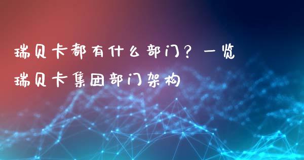 瑞贝卡都有什么部门？一览瑞贝卡集团部门架构_https://wap.qdlswl.com_理财投资_第1张