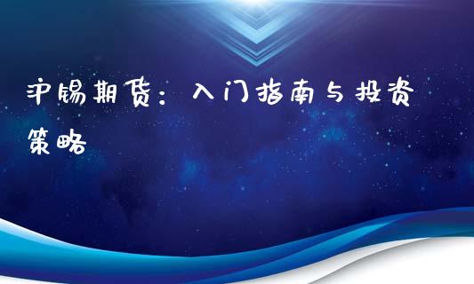 沪锡期货：入门指南与投资策略_https://wap.qdlswl.com_证券新闻_第1张
