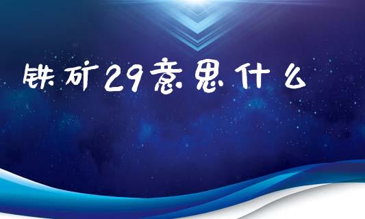 铁矿29意思什么_https://wap.qdlswl.com_证券新闻_第1张