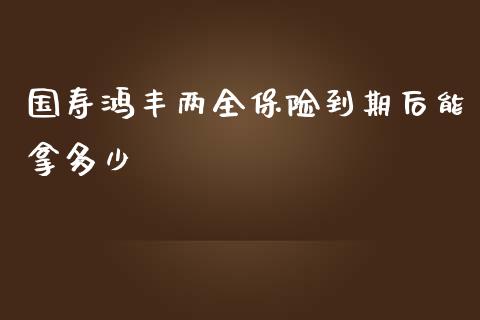 国寿鸿丰两全保险到期后能拿多少_https://wap.qdlswl.com_财经资讯_第1张