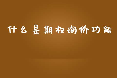 什么是期权询价功能_https://wap.qdlswl.com_全球经济_第1张