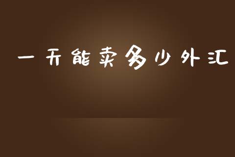 一天能卖多少外汇_https://wap.qdlswl.com_理财投资_第1张