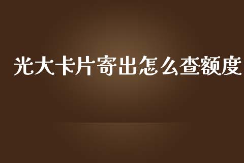 光大卡片寄出怎么查额度_https://wap.qdlswl.com_全球经济_第1张