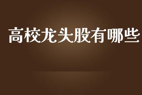 高校龙头股有哪些_https://wap.qdlswl.com_全球经济_第1张