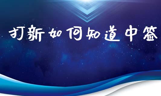 打新如何知道中签_https://wap.qdlswl.com_证券新闻_第1张