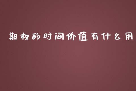 期权的时间价值有什么用_https://wap.qdlswl.com_理财投资_第1张