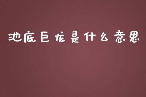 池底巨龙是什么意思_https://wap.qdlswl.com_全球经济_第1张