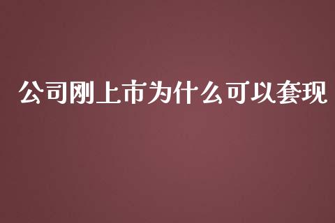 公司刚上市为什么可以套现_https://wap.qdlswl.com_全球经济_第1张