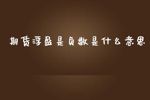 期货浮盈是负数是什么意思_https://wap.qdlswl.com_证券新闻_第1张