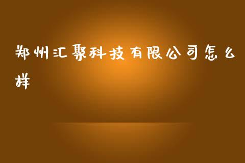 郑州汇聚科技有限公司怎么样_https://wap.qdlswl.com_全球经济_第1张