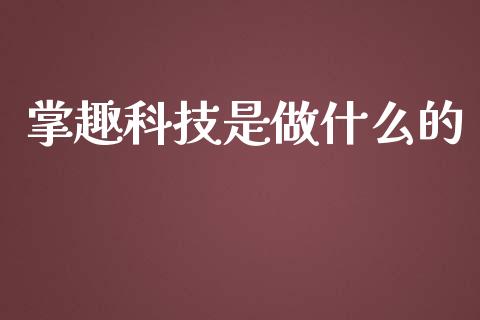 掌趣科技是做什么的_https://wap.qdlswl.com_全球经济_第1张