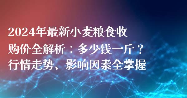 2024年最新小麦粮食收购价全解析：多少钱一斤？行情走势、影响因素全掌握_https://wap.qdlswl.com_理财投资_第1张