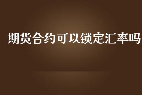 期货合约可以锁定汇率吗_https://wap.qdlswl.com_全球经济_第1张