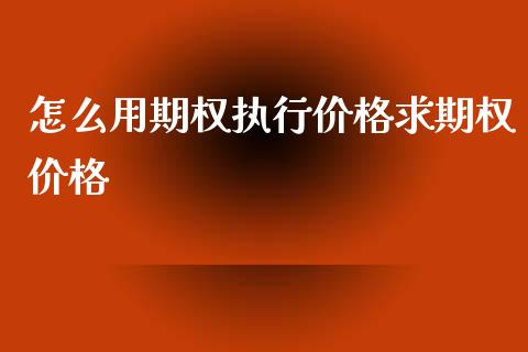 怎么用期权执行价格求期权价格_https://wap.qdlswl.com_理财投资_第1张