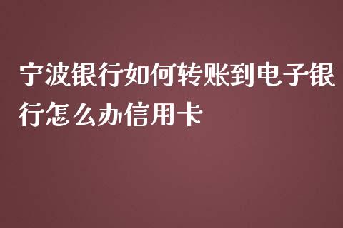 宁波银行如何转账到电子银行怎么办信用卡_https://wap.qdlswl.com_证券新闻_第1张