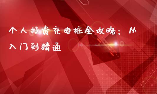 个人投资充电桩全攻略：从入门到精通_https://wap.qdlswl.com_财经资讯_第1张