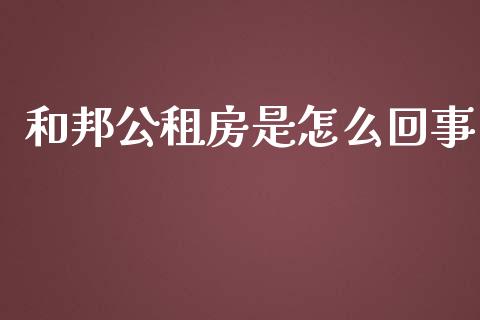 和邦公租房是怎么回事_https://wap.qdlswl.com_证券新闻_第1张