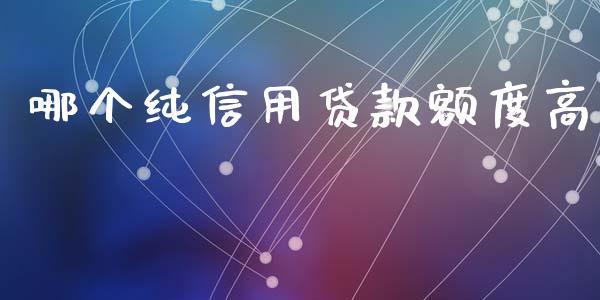 哪个纯信用贷款额度高_https://wap.qdlswl.com_全球经济_第1张