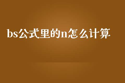 bs公式里的n怎么计算_https://wap.qdlswl.com_理财投资_第1张