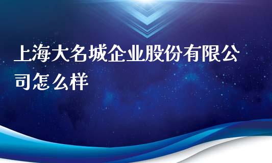 上海大名城企业股份有限公司怎么样_https://wap.qdlswl.com_财经资讯_第1张