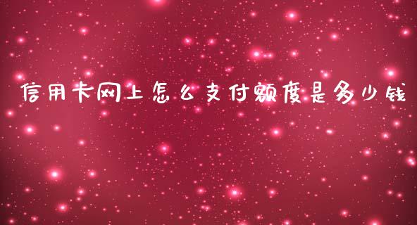 信用卡网上怎么支付额度是多少钱_https://wap.qdlswl.com_理财投资_第1张