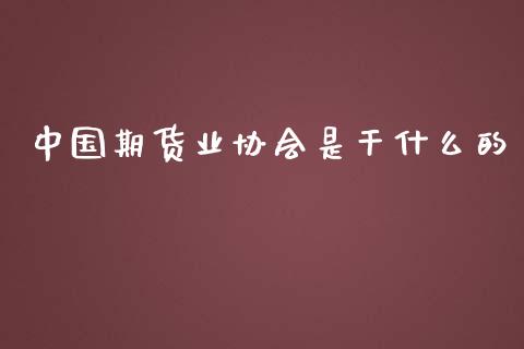 中国期货业协会是干什么的_https://wap.qdlswl.com_理财投资_第1张