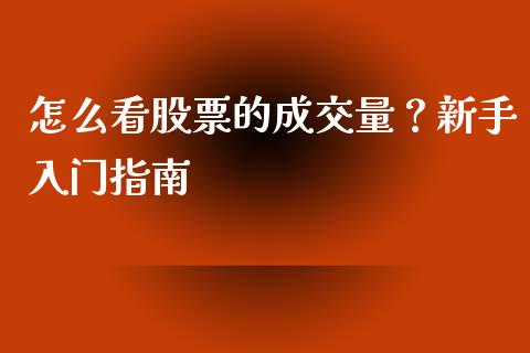 怎么看股票的成交量？新手入门指南_https://wap.qdlswl.com_理财投资_第1张