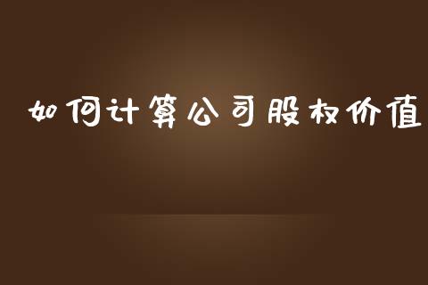 如何计算公司股权价值_https://wap.qdlswl.com_全球经济_第1张