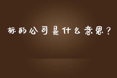 标的公司是什么意思？_https://wap.qdlswl.com_理财投资_第1张