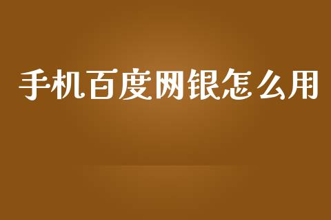 手机百度网银怎么用_https://wap.qdlswl.com_理财投资_第1张